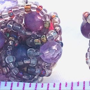 Vintage Earrings, Purple Beaded,
